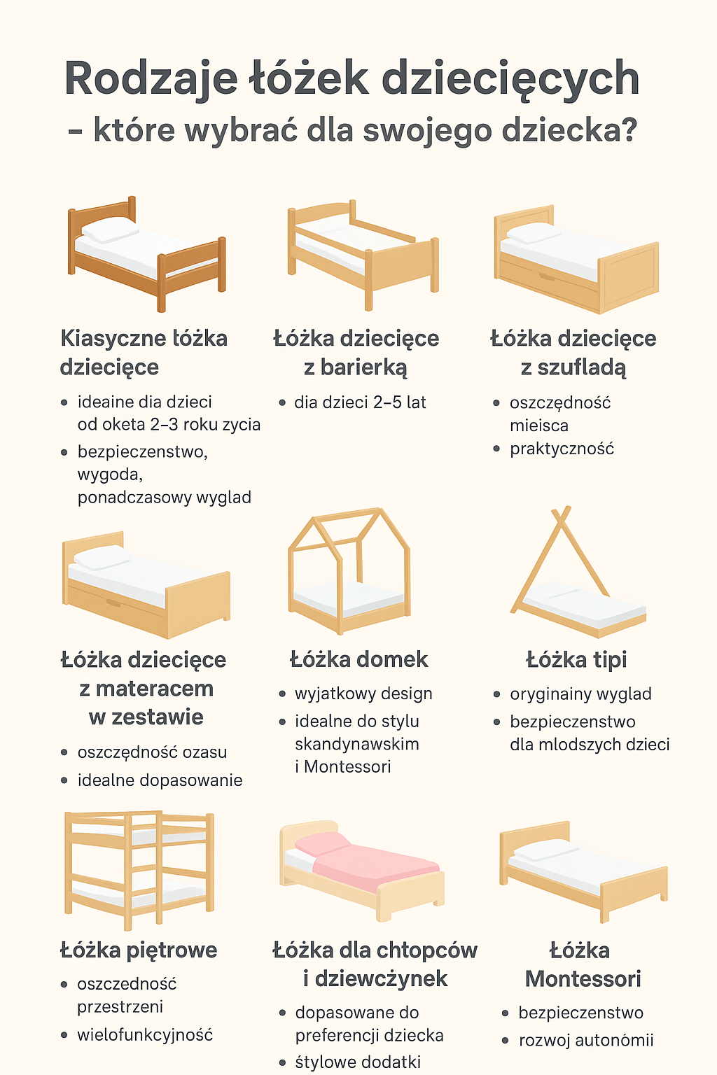 rodzaje łóżek dziecięcych